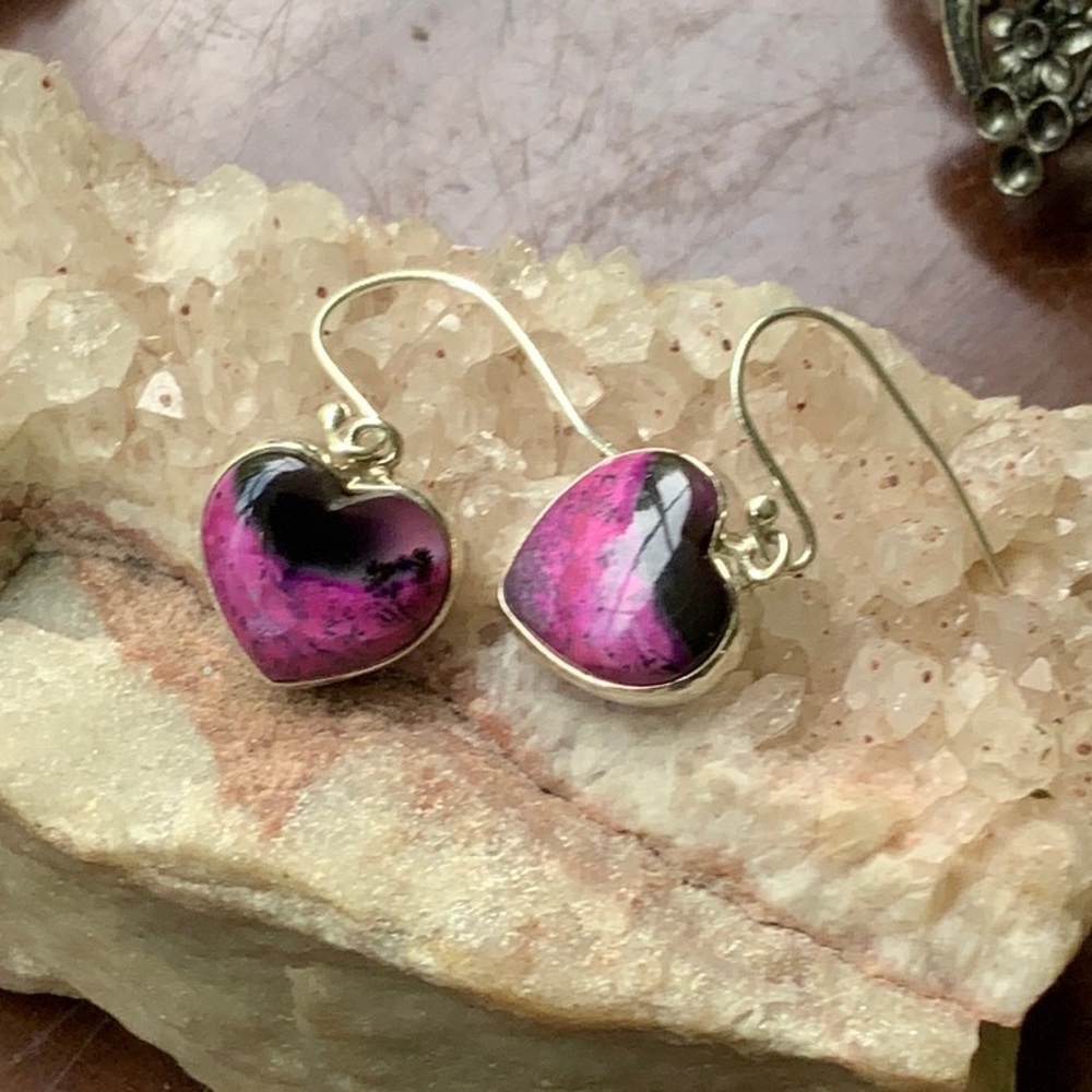 PINK DENDRITIC OPAL 925 STERLING SILVER EARRINGS